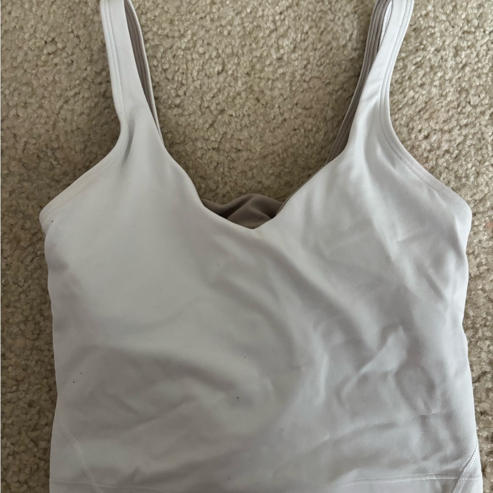 Lululemon Athletica Cream Sleeveless Fitted Crop Top